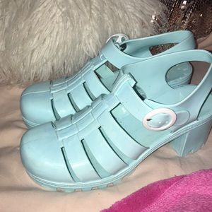 LIght blue plastic heels